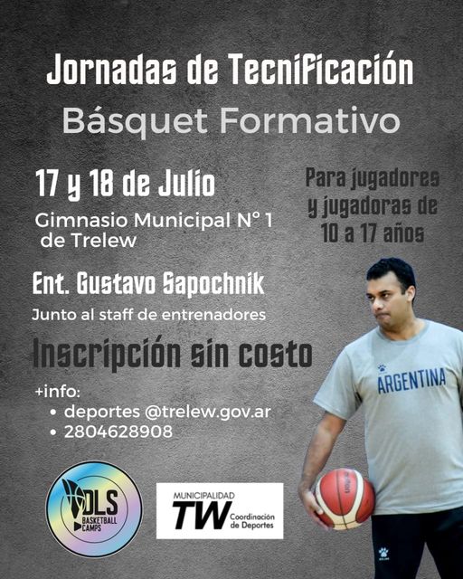 Jornadas de tecnificación de básquet formativo en Trelew.