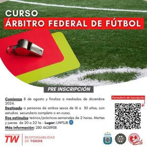 AFA y el Municipio ofrecen curso de árbitro de fútbol federado.