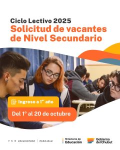 La solicitud de vacantes para nivel inicial, primario y secundario se hará online.