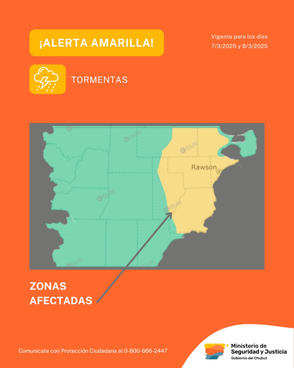 Se esperan lluvias y tormentas en varias localidades de Chubut.