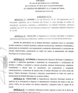 Trelew adhirió a la emergencia económica.