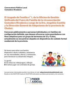 Convocatoria pública a guardas con fines adoptivos.
