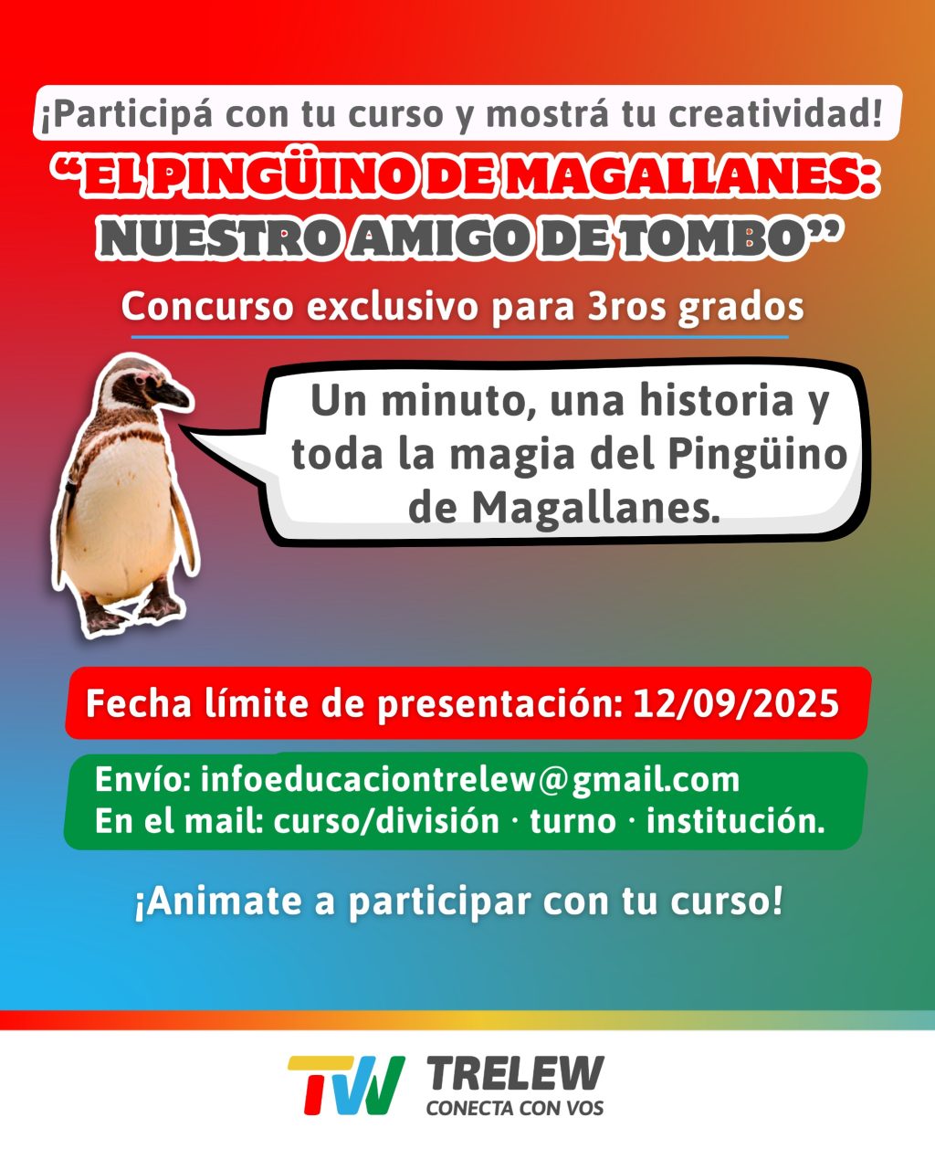 Se convoca a estudiantes de 3er grado para realizar videos para la Fiesta del Pingüino.